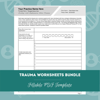 Preview of Trauma Worksheets Bundle | Editable / Fillable PDF Template