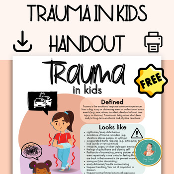 Preview of Trauma in Kids, Mental Health Handout, Psychoeducation, Infographic