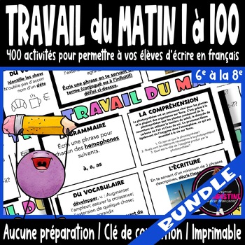 Preview of Travail du matin 1 à 100 - Activités d'écriture - French writing - BUNDLE