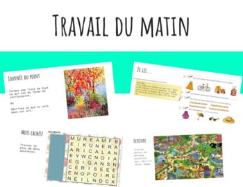 Preview of Travail du matin - Morning Work - FRENCH warm up activities 