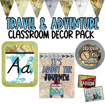 Preview of Travel & Adventure Classroom Decor Bundle - Outdoor Theme