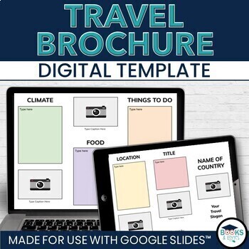 Preview of Travel Brochure Digital Research & Vacation Writing Template - Google Slides™