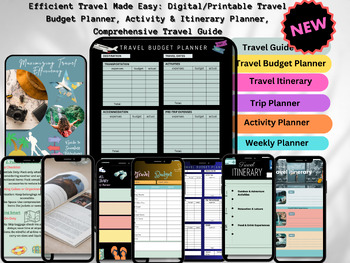 Preview of Travel Budget Planner & Itinerary: Digital/Printable Trip Organizer