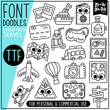 Preview of Travel Doodle Font {Zip-A-Dee-Doo-Dah Designs}