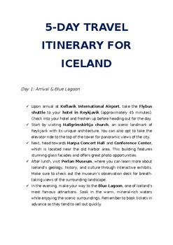 Preview of Travel Guide to Iceland - School Trip