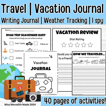 Preview of Travel Journal | Vacation Journal | Vacation Writing Prompts and Activities