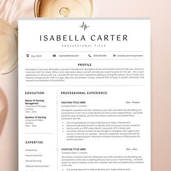Preview of Travel Nurse Resume, Resume Template Word, Nursing Resume Template School Nurse