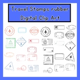 Travel Stamps Rubber Digital Clip Art- 14 PNGs include Col