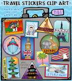 Travel Stickers - 12 Locations Around the World Clip Art b