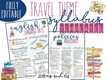 Preview of Infographic Syllabus: TRAVEL WATERCOLOR THEME - COMPLETELY EDITABLE