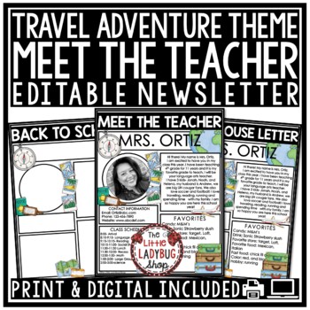 Preview of Travel Theme Meet the Teacher Newsletter Template Editable Back to School Letter
