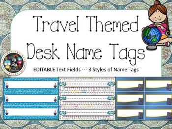 Travel Theme Student Desk Name Tags Editable By Smart 2 Heart