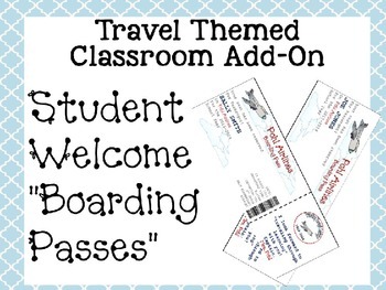 Preview of Travel Themed Classroom Add On--Editable Student Welcome "Boarding Passes"