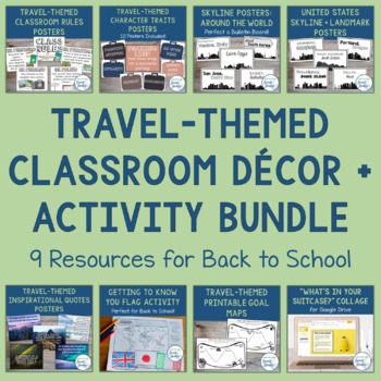 Preview of Travel Classroom Decor Bundle for a Travel Themed Classroom Transformation