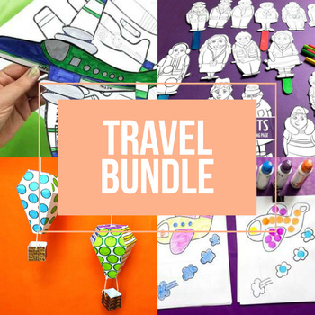 Preview of Travel Themed Coloring & Crafts Bundle