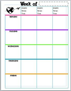 Preview of Travel Themed Lesson Plan Template Sheets