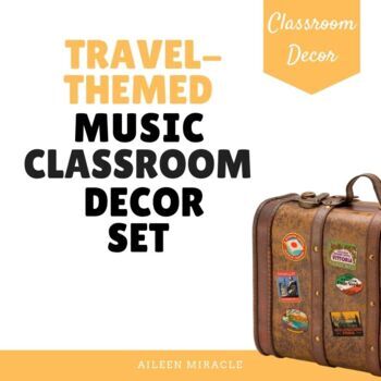 Preview of Travel-Themed Music Classroom Decor Set