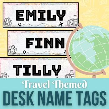 travel themed name tags