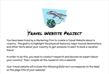 Preview of Travel Website Project using Google Sites (Details and Rubric)