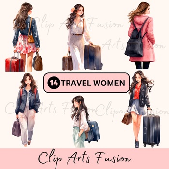 Preview of Travel Women Clipart Set [Commercial Use Allowed]