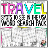 Travel Word Search Pack  | Places to See in the USA word searches