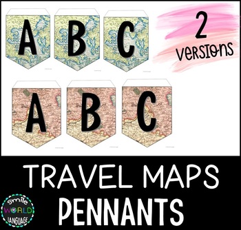 Preview of Travel maps pennants Letters Bulletin board printable Letras Decoration bunting