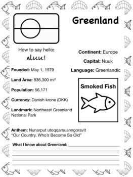 Preview of GREENLAND, Travel the World Worksheet