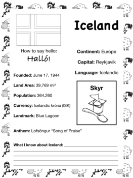 Preview of ICELAND, Travel the World Worksheet