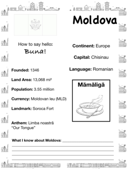Preview of MOLDOVA, Travel the World Worksheet