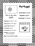 PORTUGAL, Travel the World Worksheet