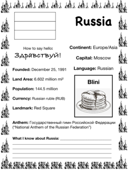 Preview of RUSSIA, Travel the World Worksheet
