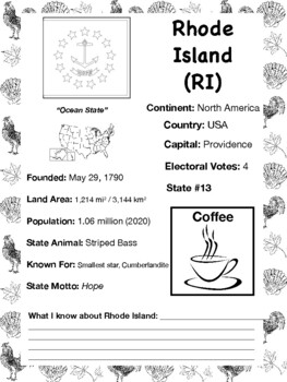 Preview of RHODE ISLAND, USA, Travel the World Worksheet