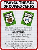 Travel-themed Grouping Cards (for groups of 4) FREEBIE