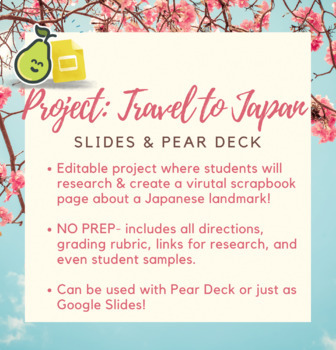 Preview of Travel to Japan Scrapbook Project: Google Slides & Pear Deck