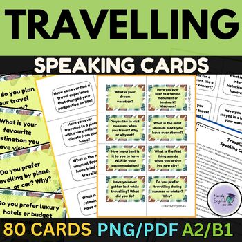 Preview of Travelling Speaking Cards Writing Prompts Vocabulary ESL ELA