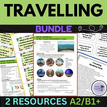 Preview of Travelling Speaking Cards and Lesson Plan Writing Prompts Vocabulary ESL ELA