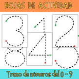 Trazo de números del 0- 9 : Hojas de actividad Spanish Num