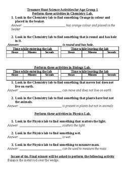 Preview of Treasure Hunt Activity in Science Lab-Suitable for functions and funfairs etc.