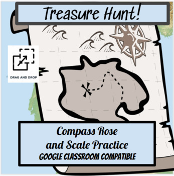 Preview of Compass Rose and Map Scale Treasure Hunt Activity / Distance Learning