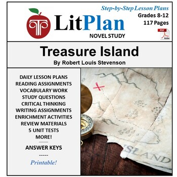 Preview of Treasure Island LitPlan Novel Study Unit, Activities, Questions, Test
