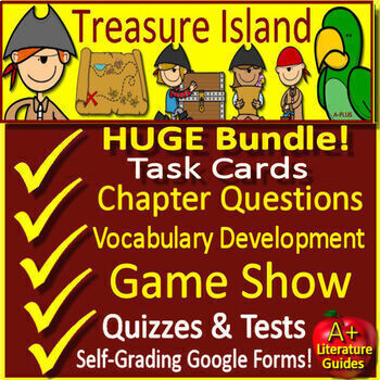 Preview of Treasure Island Novel Study Unit Test, Comprehension Questions, and Activities