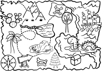 Preview of Treasure Map Coloring Pages
