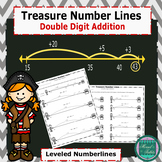 Treasure Number Lines- Double Digit Addition Leveled Number Lines
