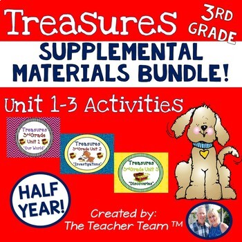 Preview of Treasures Reading 3rd Grade Unit 1 - Unit 3 Printables Bundle
