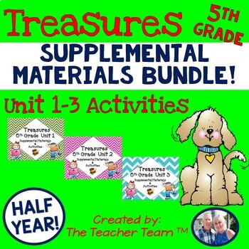 Preview of Treasures Reading 5th Grade Unit 1 - Unit 3 Printables Bundle