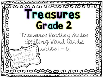 Preview of Treasures Reading Series Spelling Word Cards - Grade 2