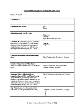 Preview of Treatment Planning Template for Occupational Therapists