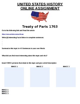 Preview of Treaty of Paris 1763 ONLINE ASSIGNMENT (MICROSOFT)
