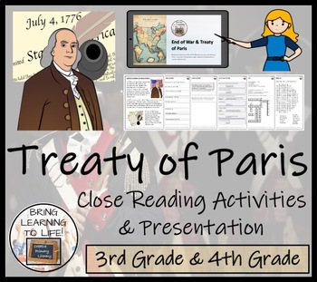 Preview of Treaty of Paris Close Reading Comprehension Activity | 3rd Grade & 4th Grade