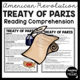 Treaty of Paris Reading Comprehension Worksheet American R